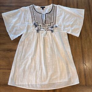 J Crew Embroidered Beach Tassel TunicCoverup,Small,Beach Boho Vacation Pool Lake